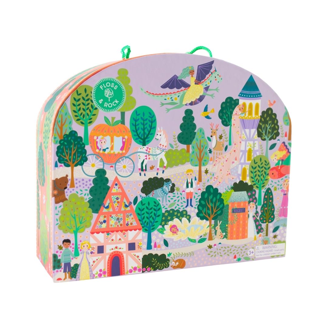 Floss & Rock Fairy Tale Play Box with Wooden Pieces | Portable Kids Travel Playset