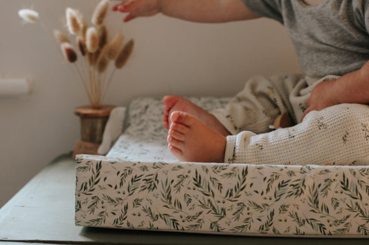 Willow Leaf Anti Roll Wedge Baby Changing Mat - Sage Green