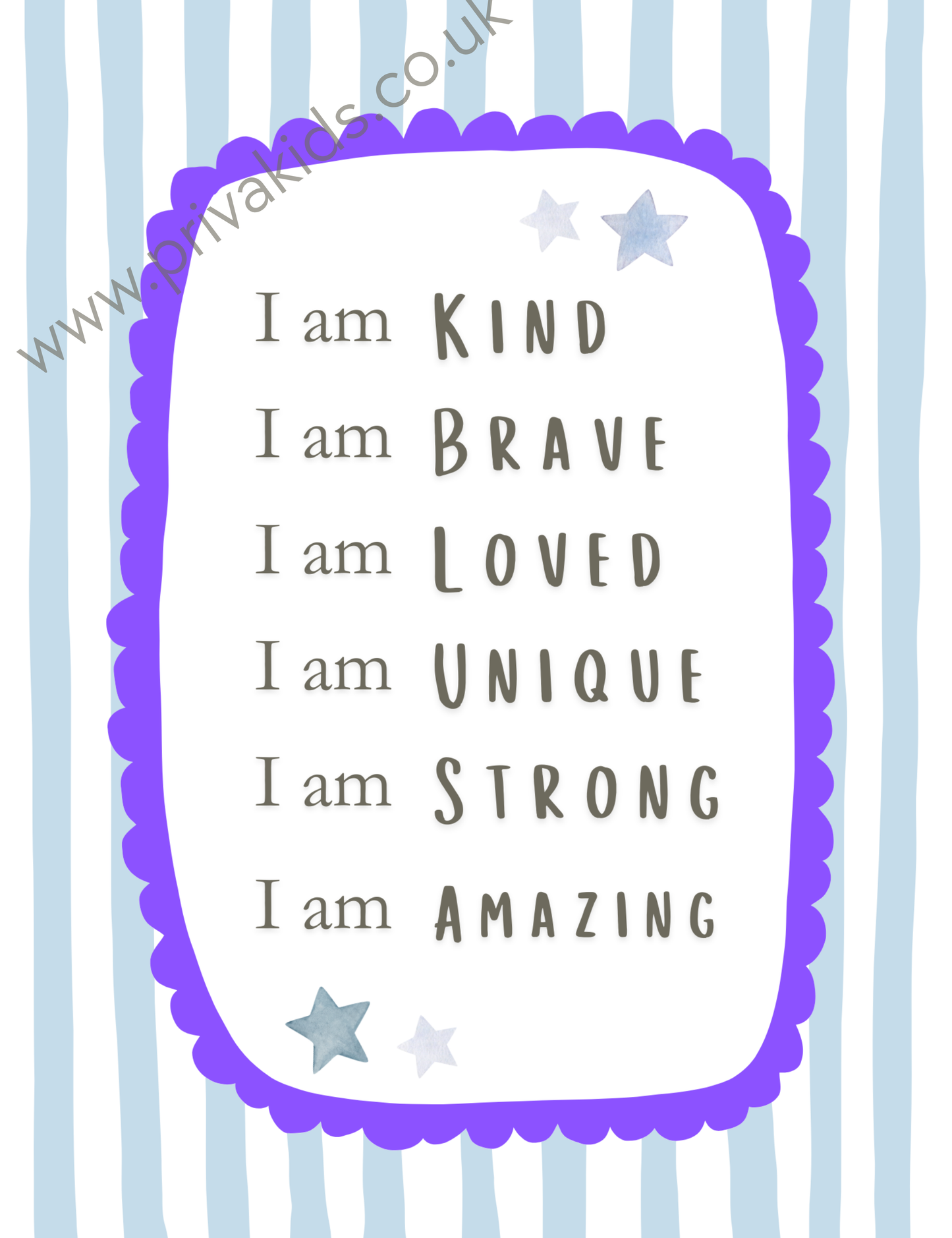 Positive Affirmation Nursery Wall Art Print | Children’s Bedroom Decor| Blue
