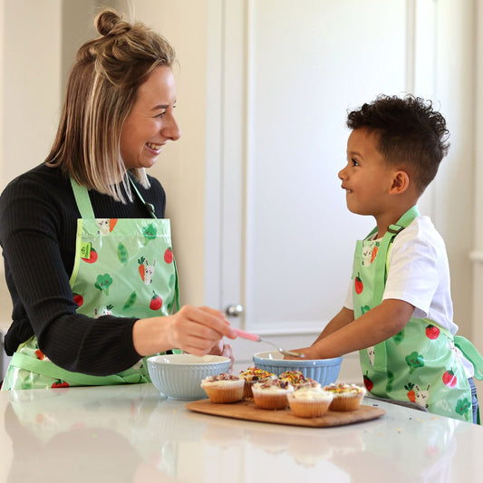 Bibetta Wipeezee Apron - Child's size - Green Bunny & Veg