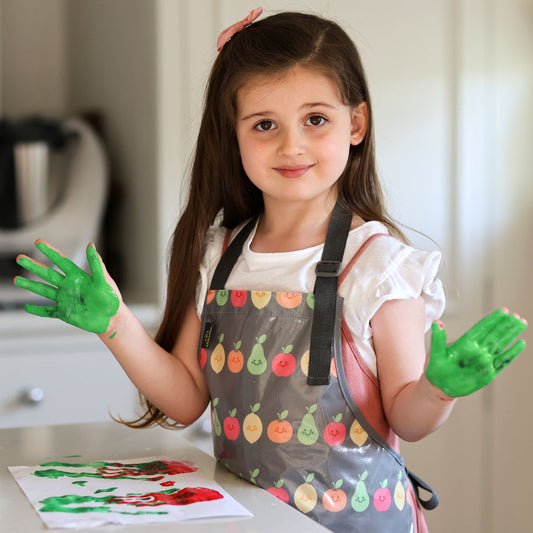 Bibetta Wipeezee Apron - Child's size - Grey Happy Fruit