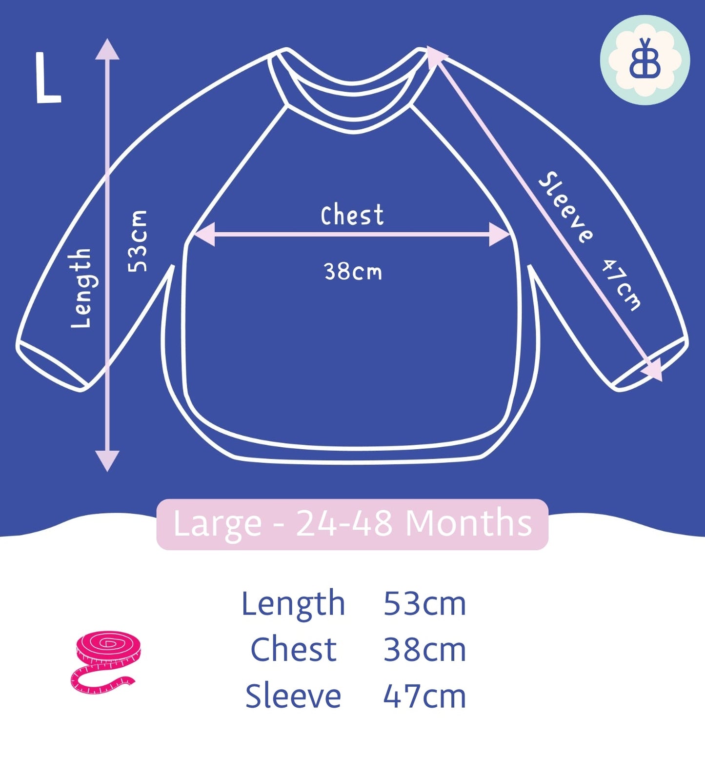 Long Sleeved Baby Bib - Blue Harlequin