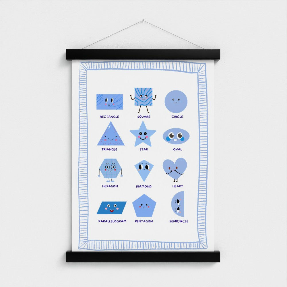 Blue Happy Shapes – Educational Nursery Wall Art