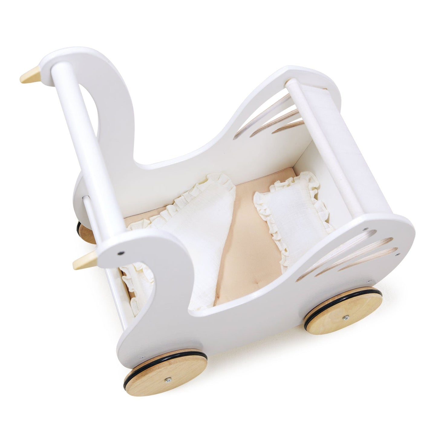Sweet Swan Pram – Wooden Doll Pram & Push Toy for Toddlers