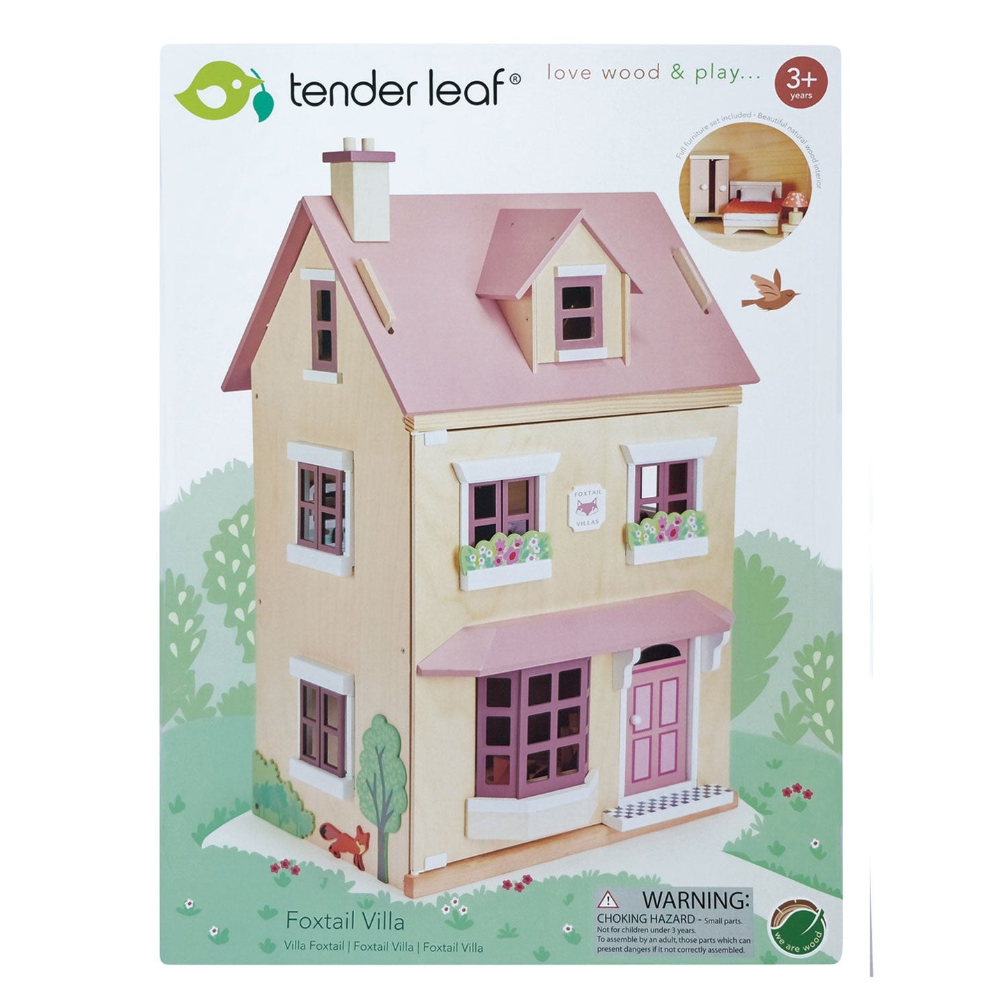 Foxtail Villa (Pink) – Wooden Dollhouse for Imaginative Play