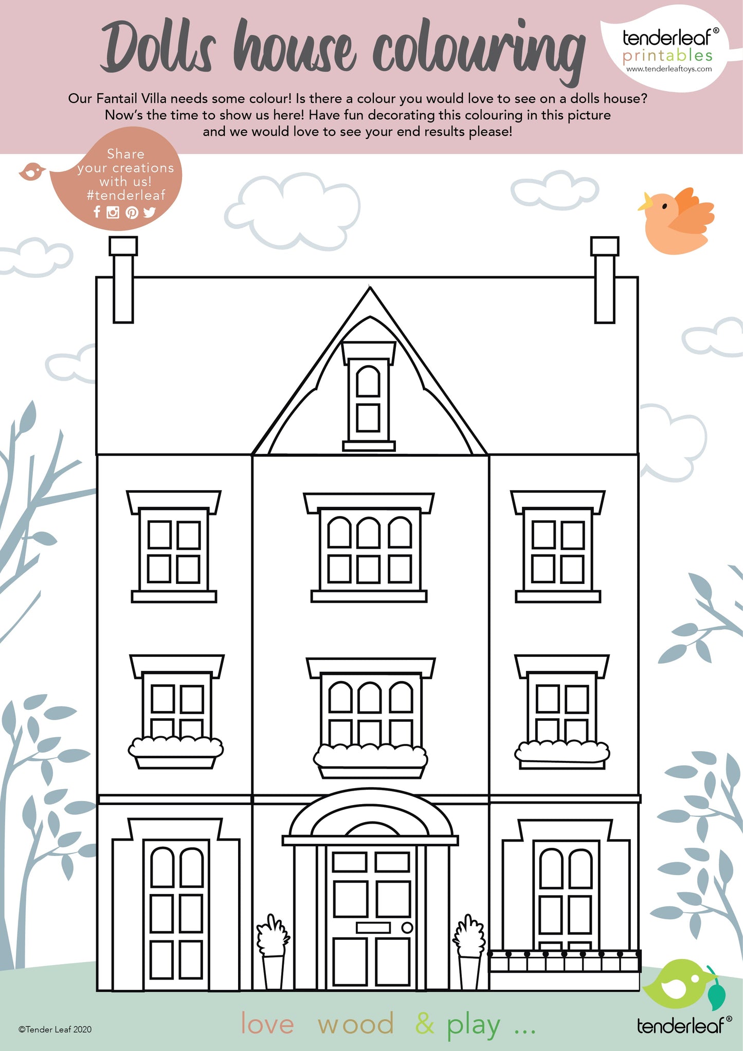 Fantail Hall – Large Wooden Dollhouse with Opening Front Panels
