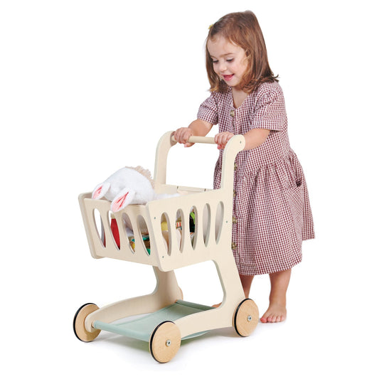 Wooden Shopping Cart – Role Play Grocery Toy for Toddlers