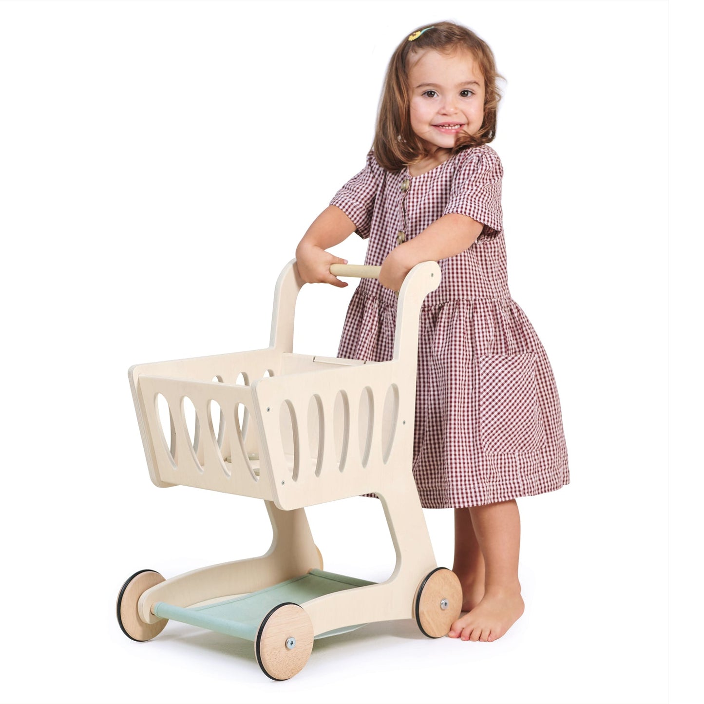Wooden Shopping Cart – Role Play Grocery Toy for Toddlers