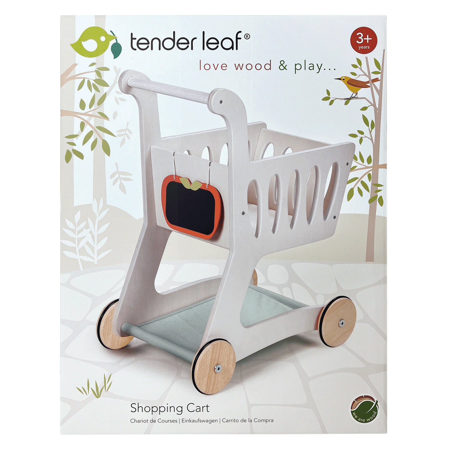 Wooden Shopping Cart – Role Play Grocery Toy for Toddlers