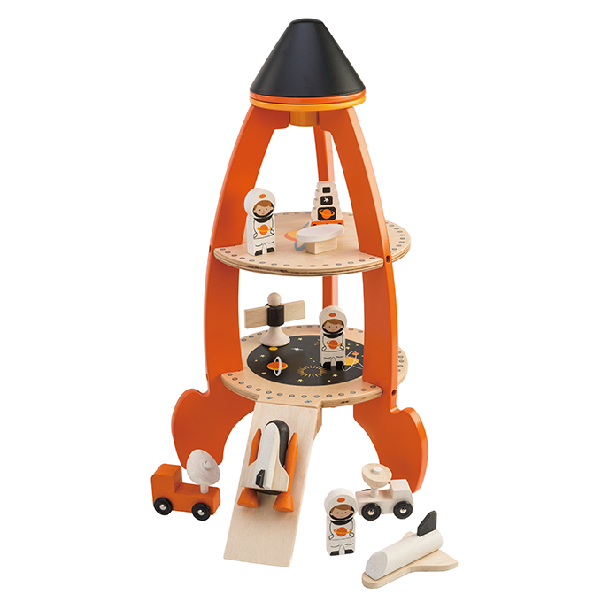 Wooden Cosmic Rocket Set – Space-Themed Pretend Play Toy for Kids