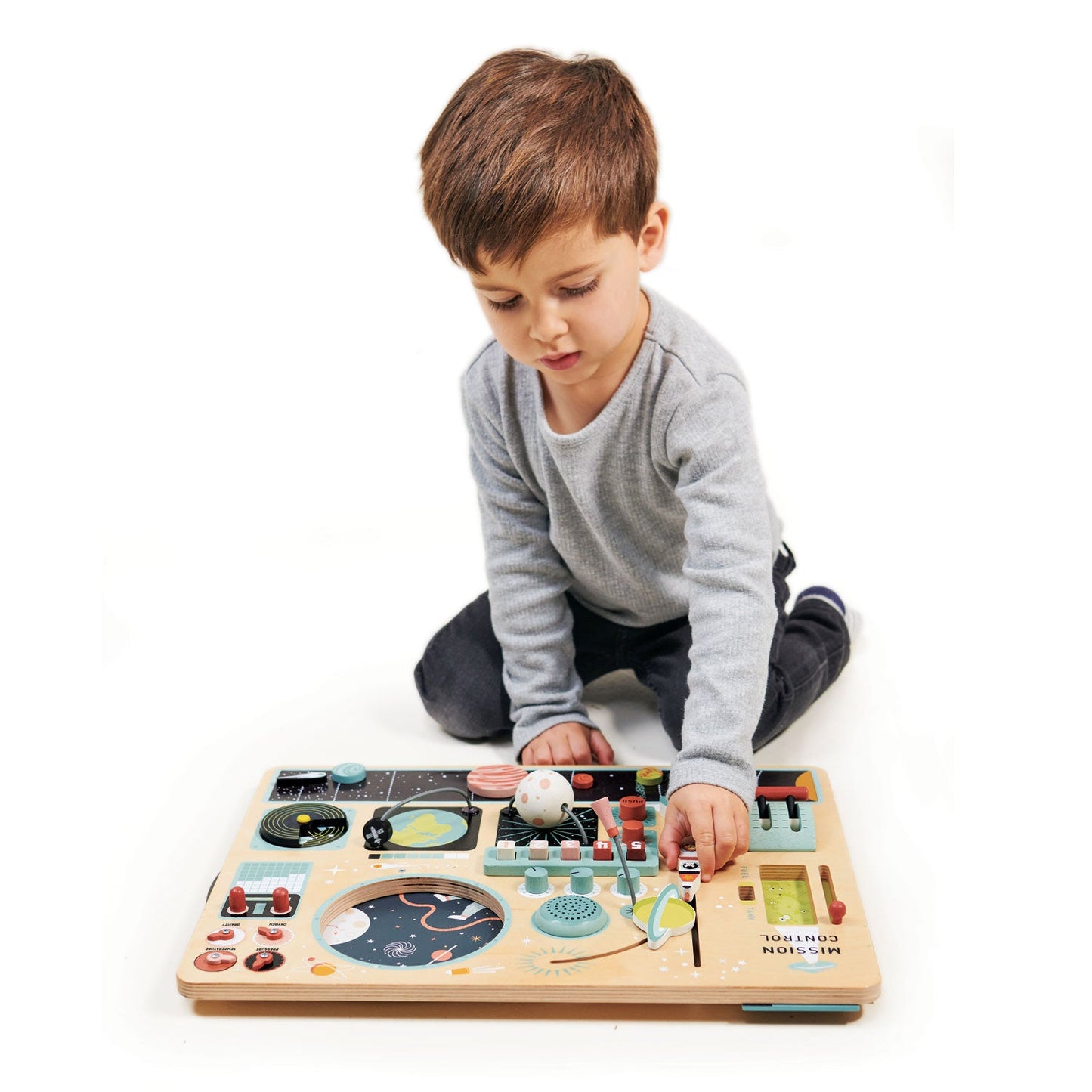 Space Station Busy Board – Wooden Space Activity Toy for Toddlers