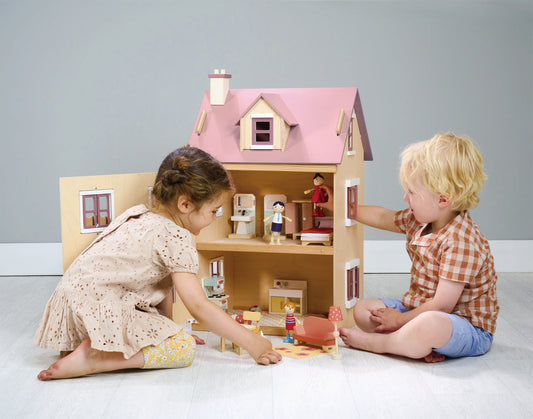 Foxtail Villa (Pink) – Wooden Dollhouse for Imaginative Play