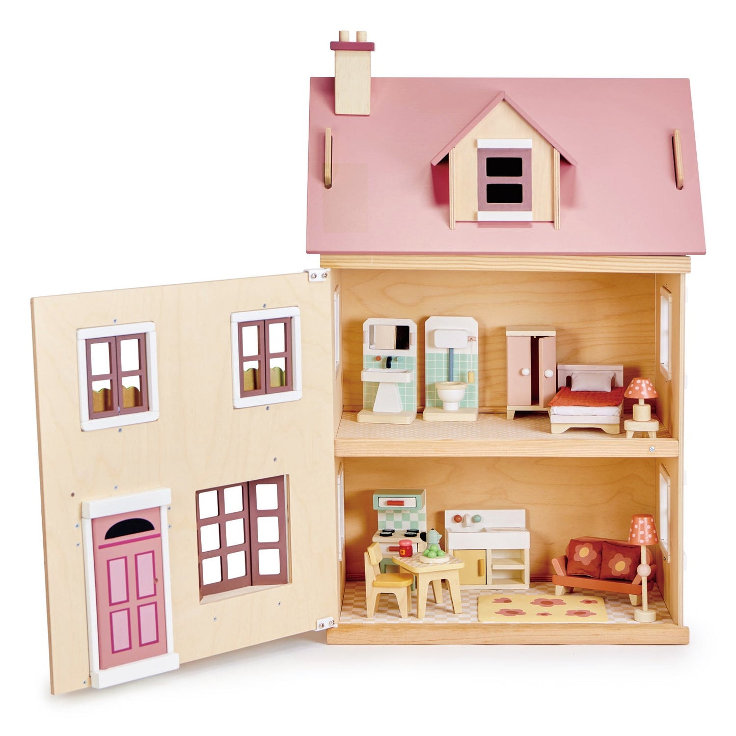 Foxtail Villa (Pink) – Wooden Dollhouse for Imaginative Play