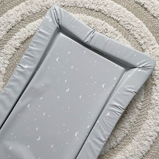 Standard Changing Mat - Grey-green moon and stars Print