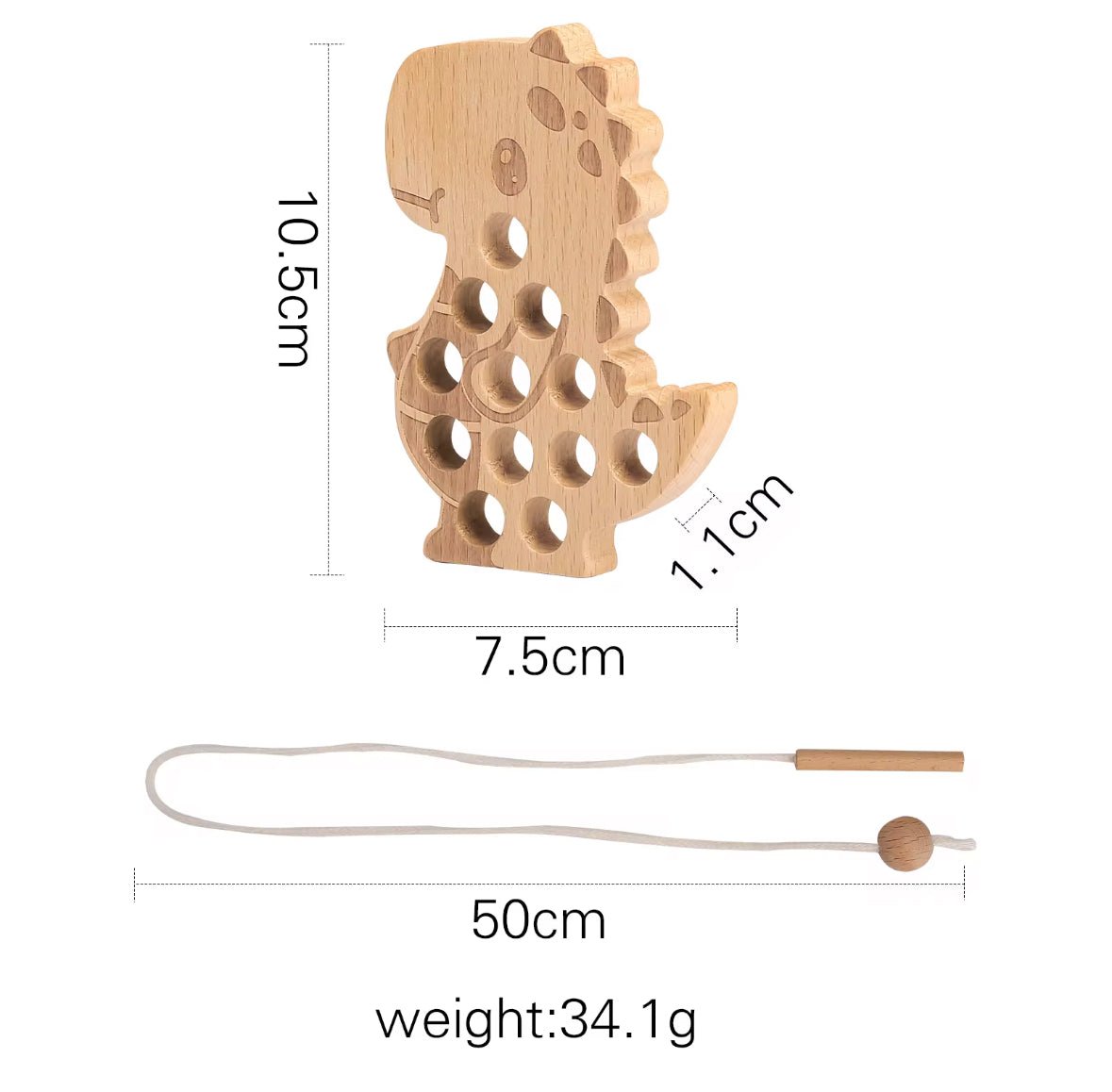 Wooden Dinosaur Lacing Toy