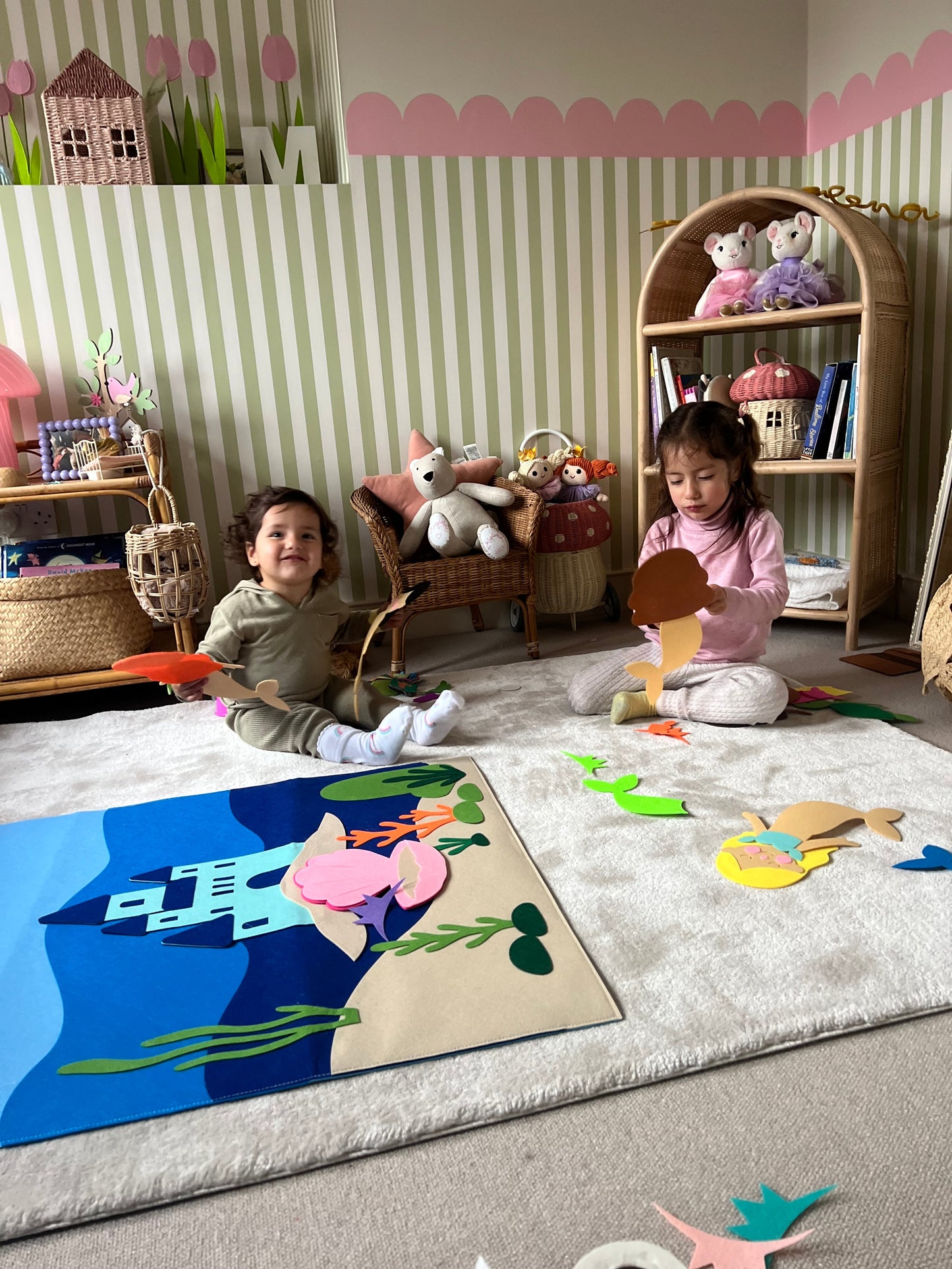 Paste The Mermaid Felt Play Board-Magical Dress up activity for girls