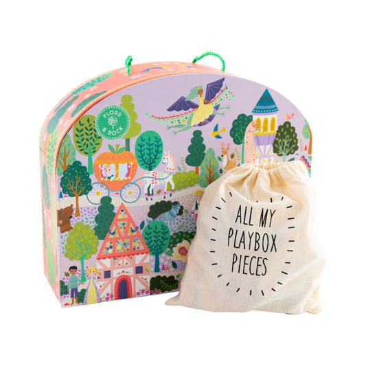 Floss & Rock Fairy Tale Play Box with Wooden Pieces | Portable Kids Travel Playset