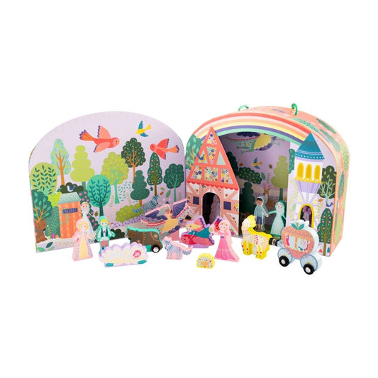 Floss & Rock Fairy Tale Play Box with Wooden Pieces | Portable Kids Travel Playset