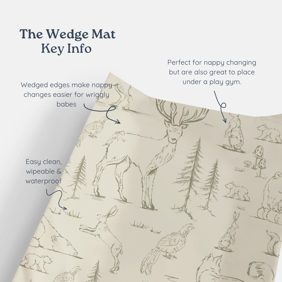 Willow Leaf Anti Roll Wedge Baby Changing Mat - Sage Green