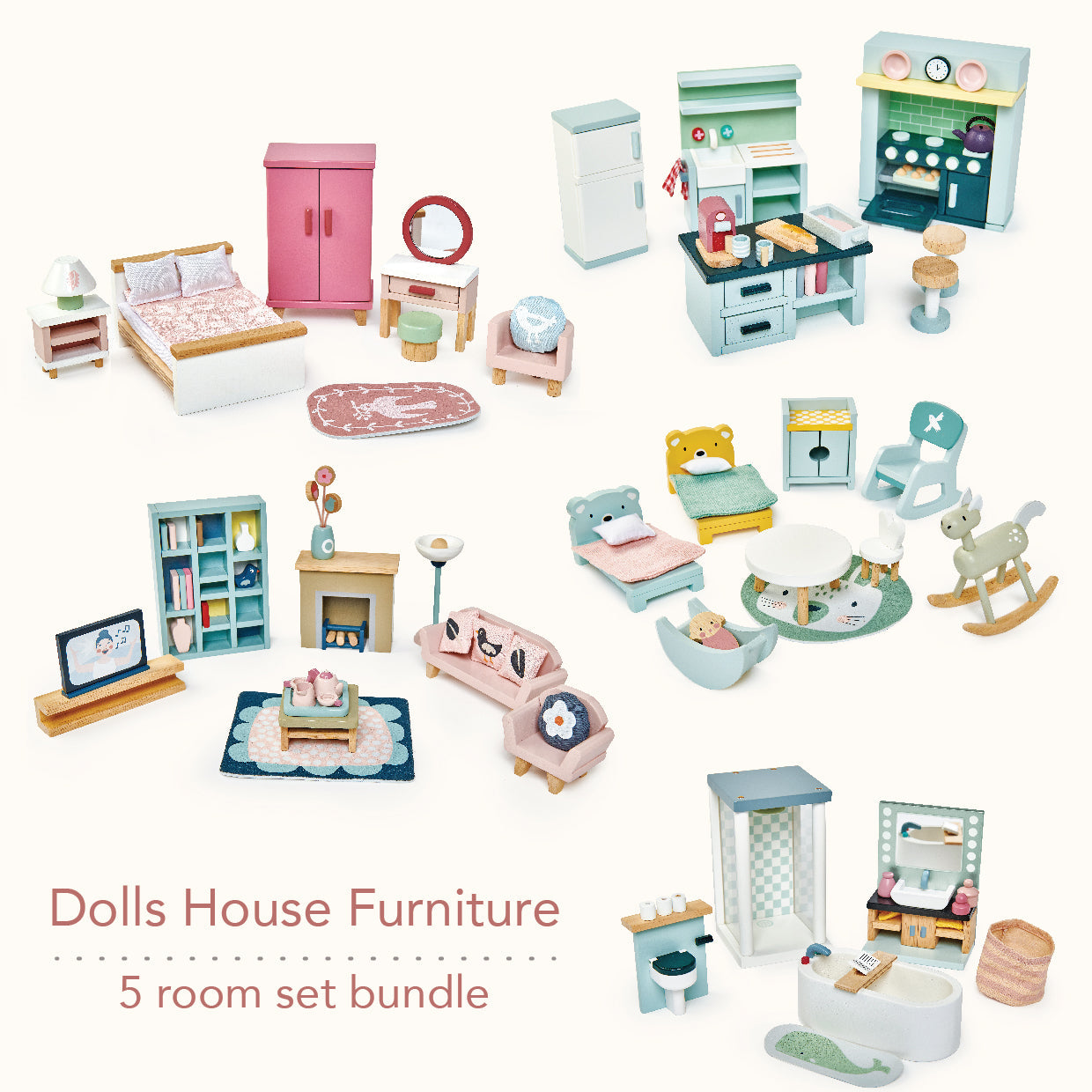Dolls House Wooden Furniture Bundle