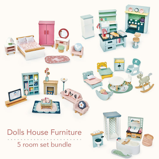 Dolls House Wooden Furniture Bundle