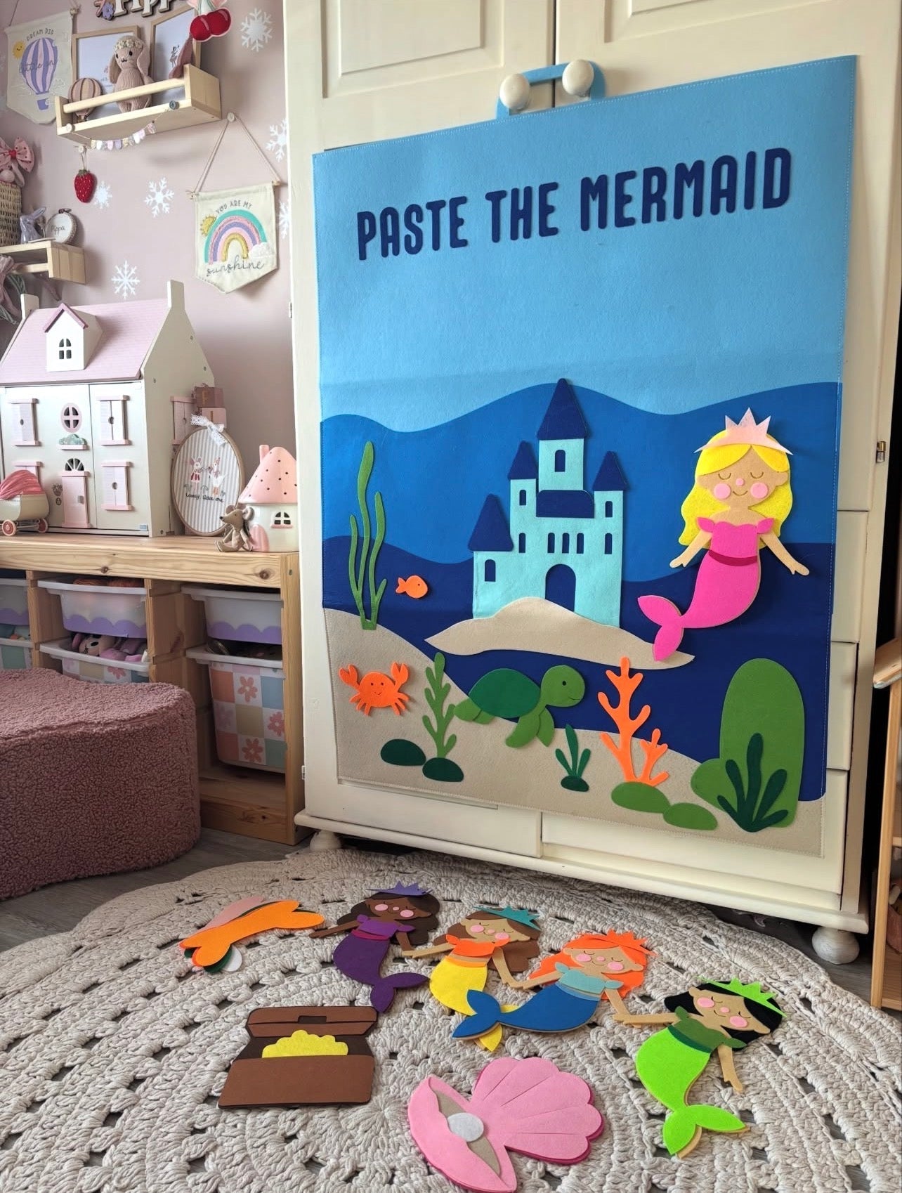 Paste The Mermaid Felt Play Board-Magical Dress up activity for girls