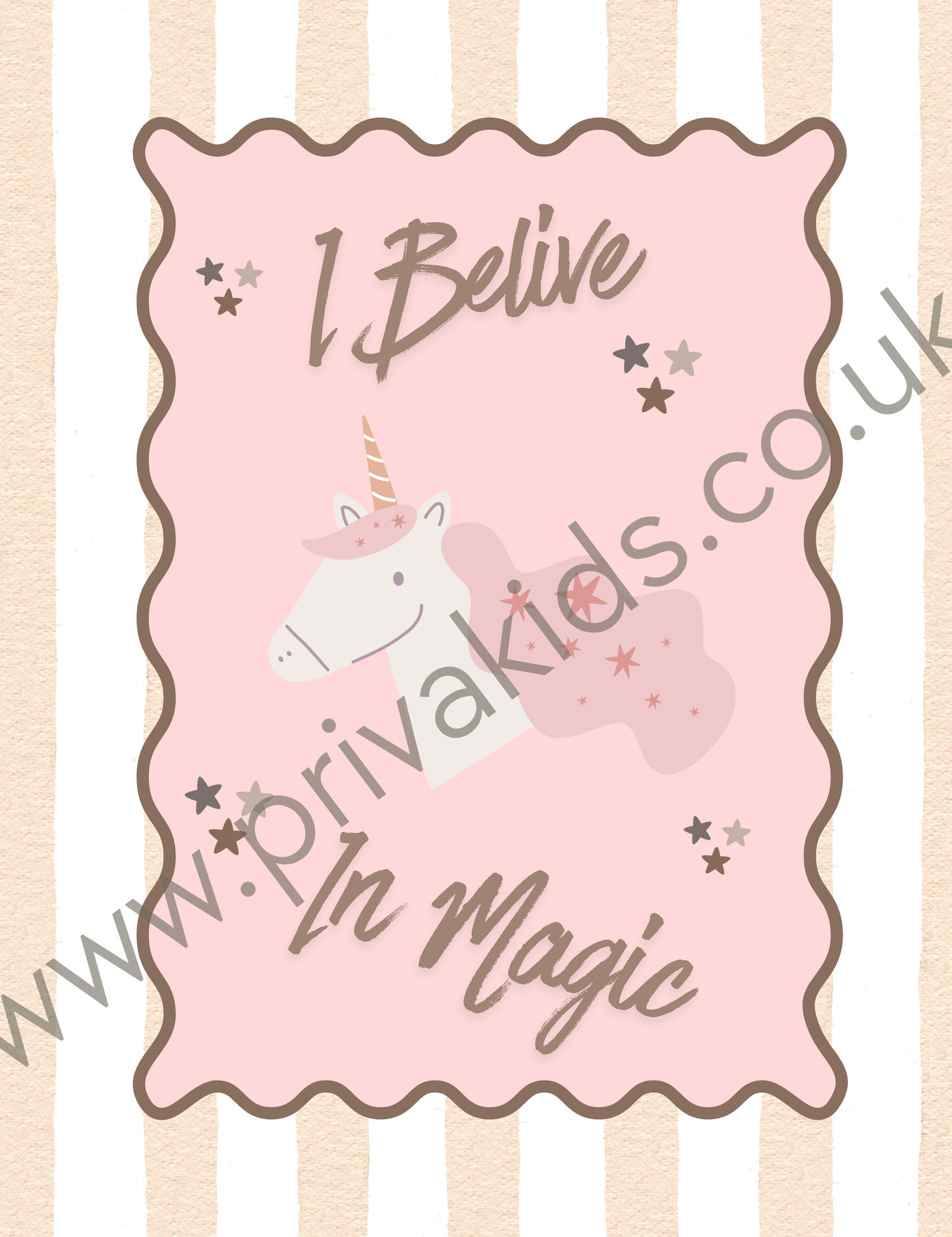 “I Believe in Magic” Unicorn Wall Art – Soft Pink Nursery Print (Digital Download)