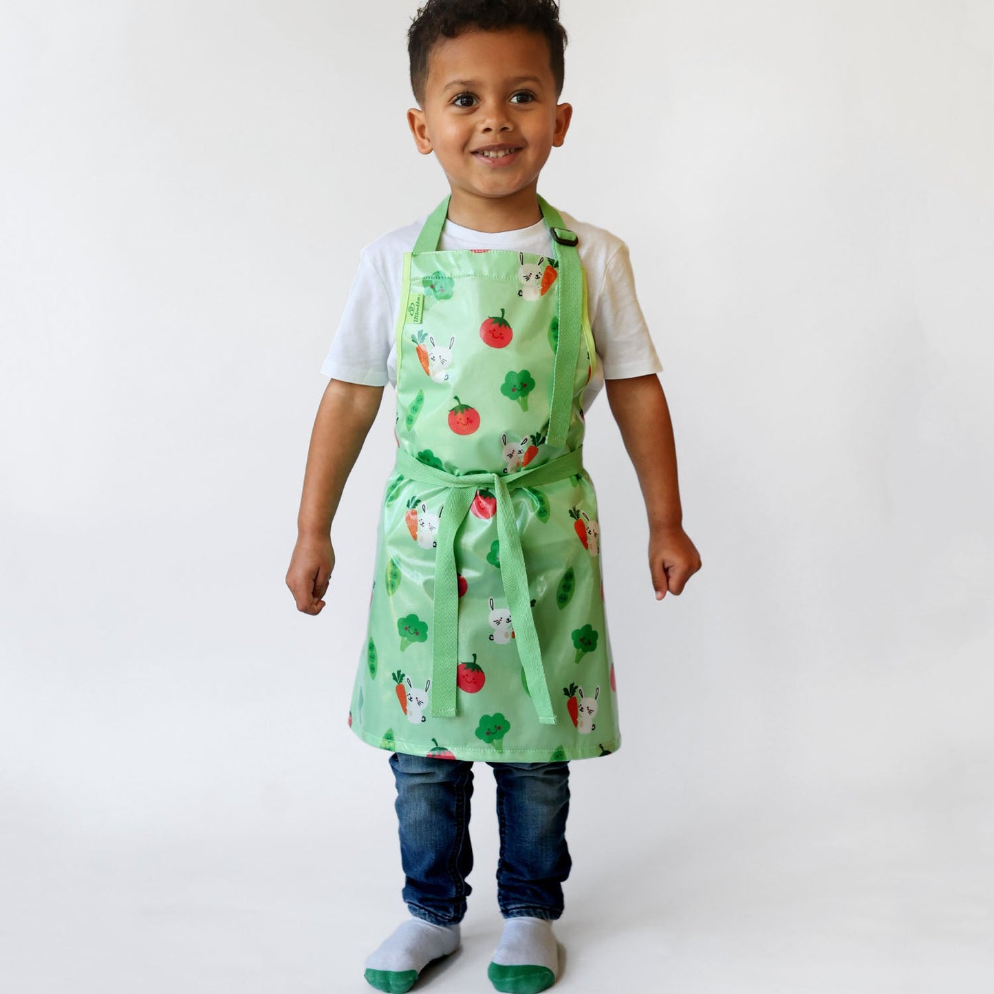 Bibetta Wipeezee Apron - Child's size - Green Bunny & Veg