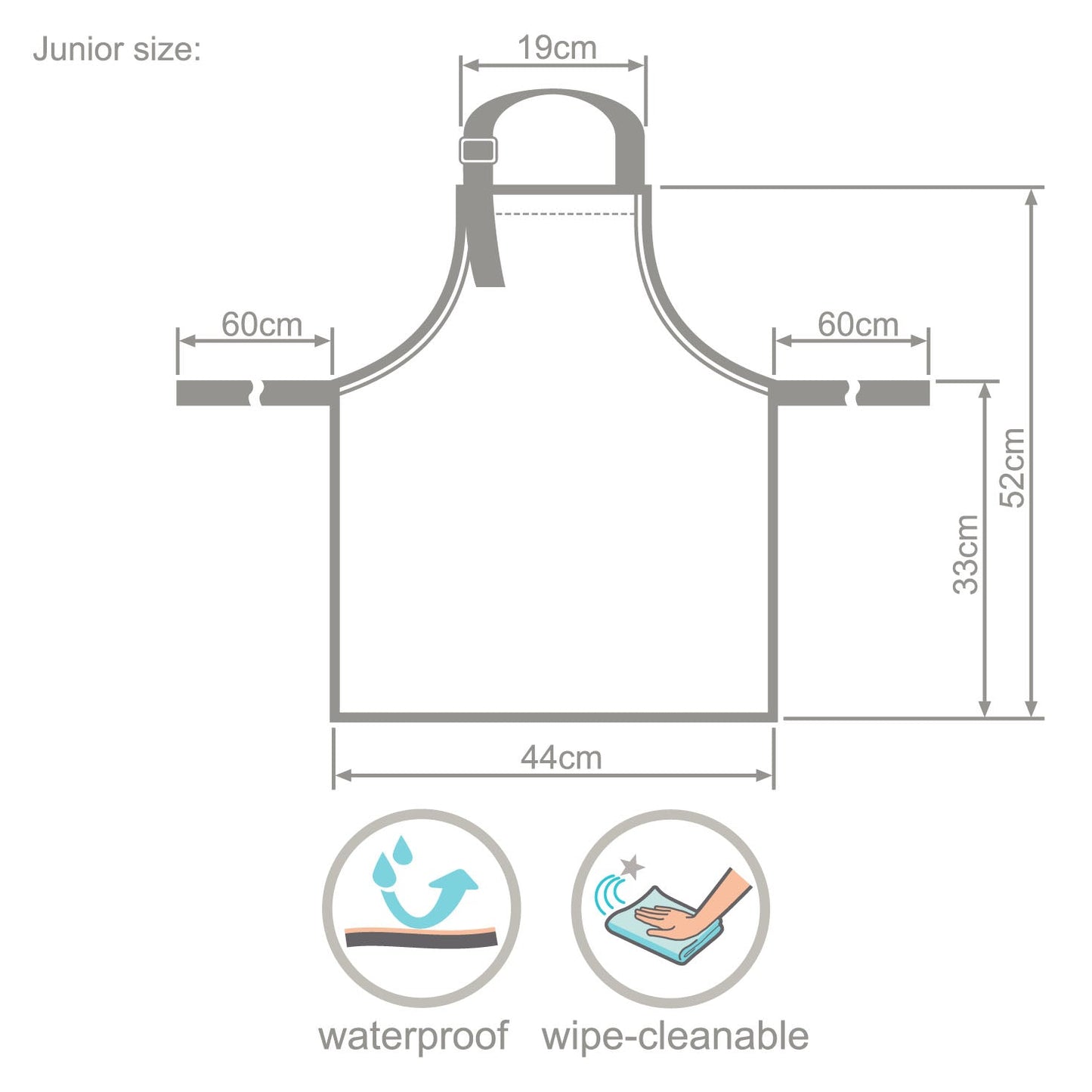Bibetta Wipeezee Apron - Child's size - Grey Happy Fruit