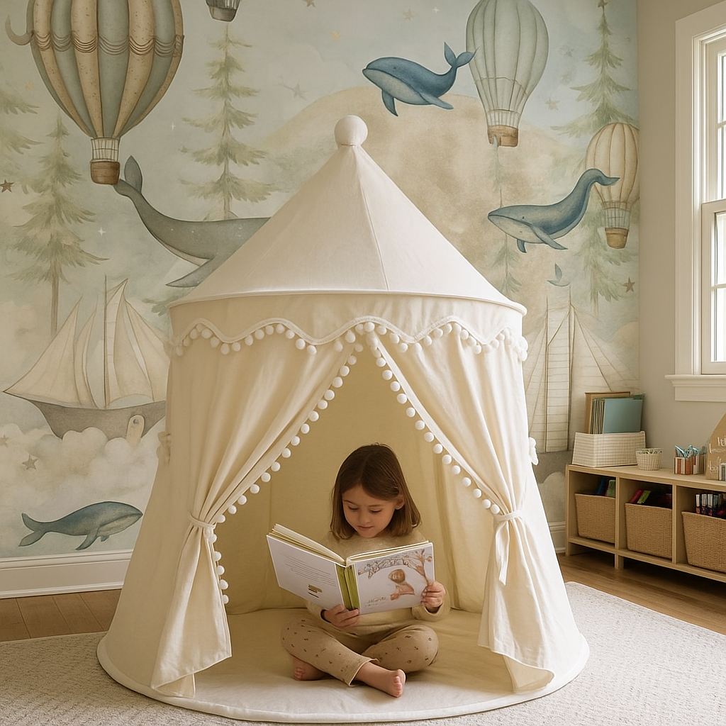Neutral Daydream Den – Kids Pop Up Play Tent for Imaginative Play, Reading Nooks & Cozy Corners