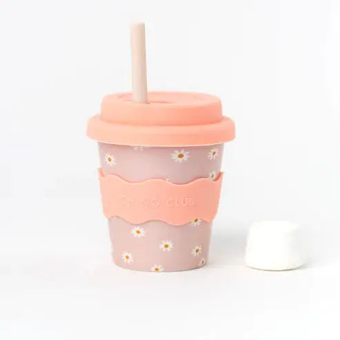 Pink Daisy Babychino Cup 4oz (Straws Sold Separately)