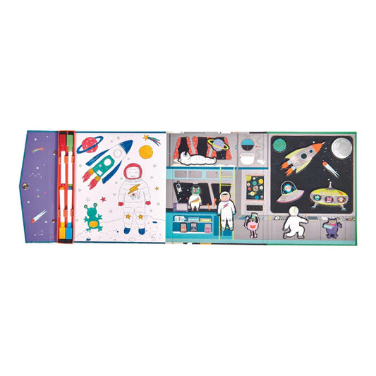 Floss & Rock Magnetic Multi Play – Space | 4-in-1 Kids Travel Activity Set