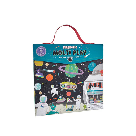 Floss & Rock Magnetic Multi Play – Space | 4-in-1 Kids Travel Activity Set