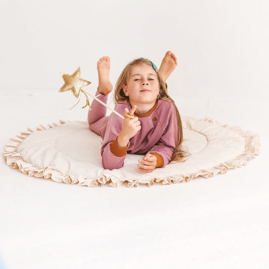 MINICAMP Kids Playmat with Ruffled Border in Ecru