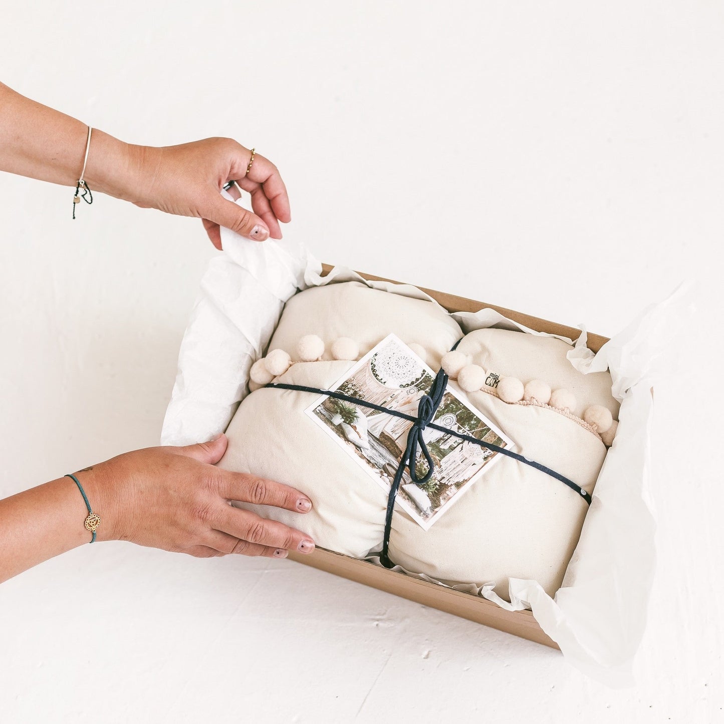 MINICAMP Kids Playmat with Pompom Border in Ecru