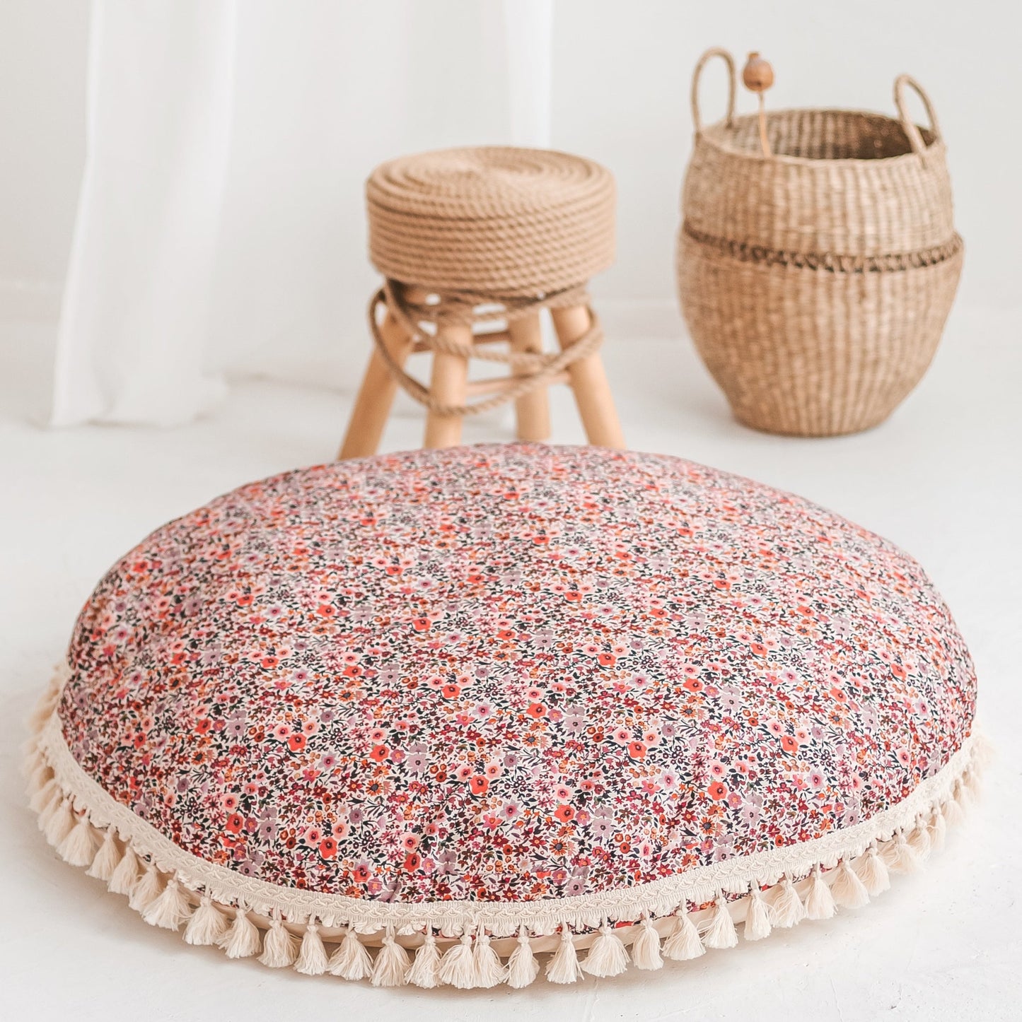 MINICAMP Big Floor Cushion in Rose Flower Pattern