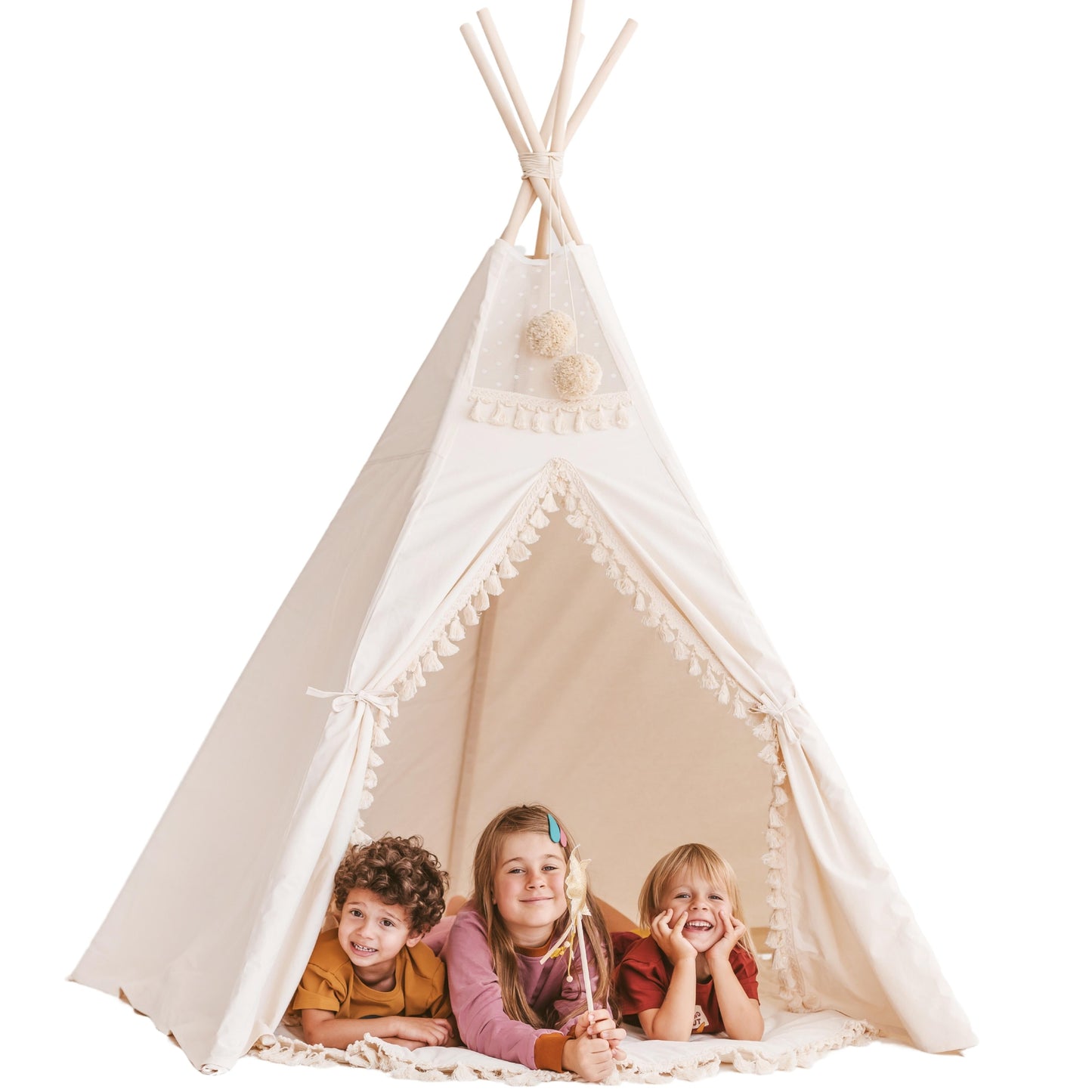MINICAMP Extra Large Indoor Teepee Tent with Tassels Decor