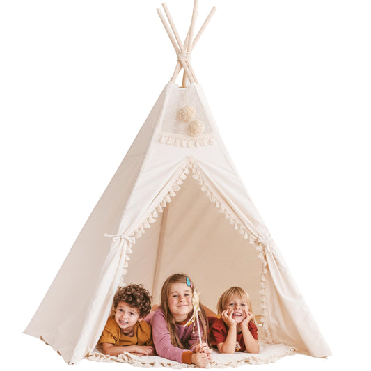 MINICAMP Extra Large Indoor Teepee Tent with Tassels Decor