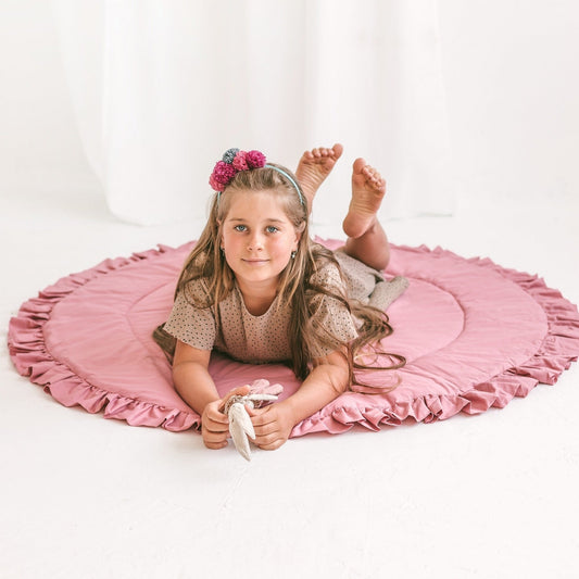 MINICAMP Kids Playmat with Ruffled Border in Rose