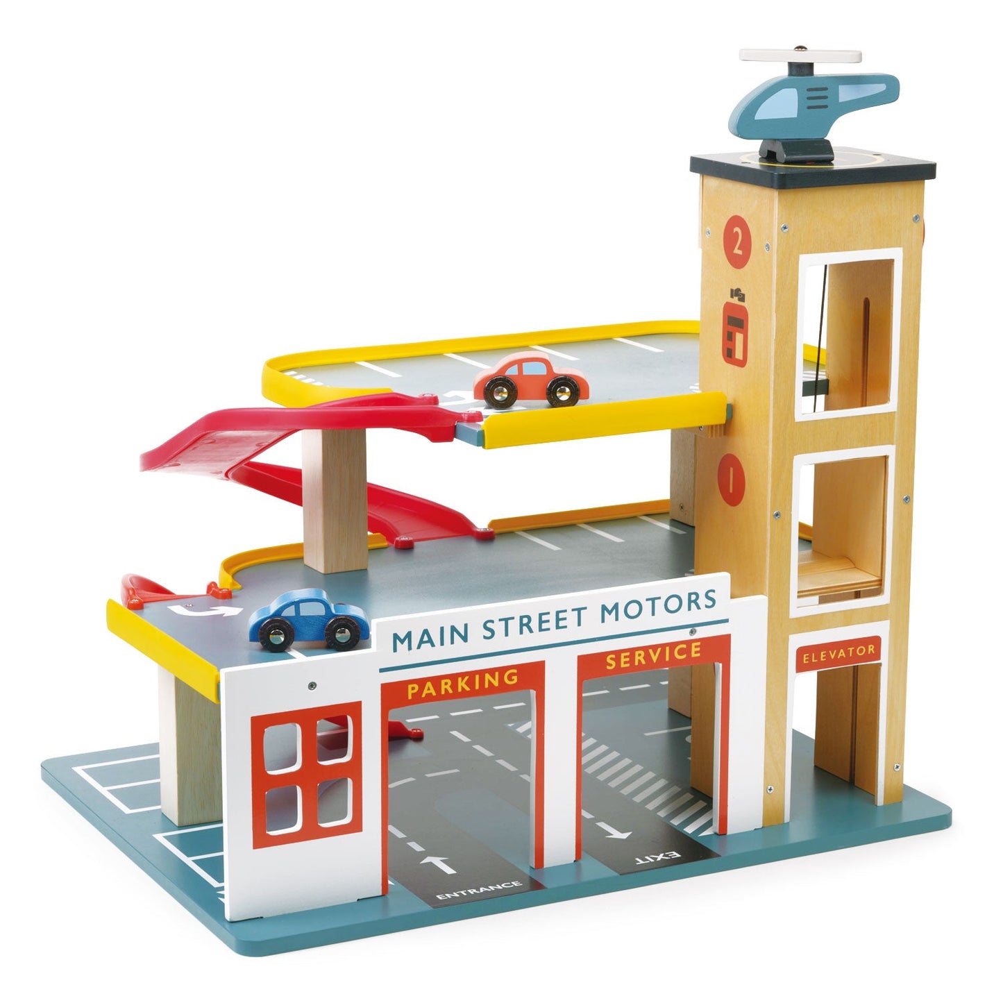 Wooden Multi-Level Toy Garage with Lift