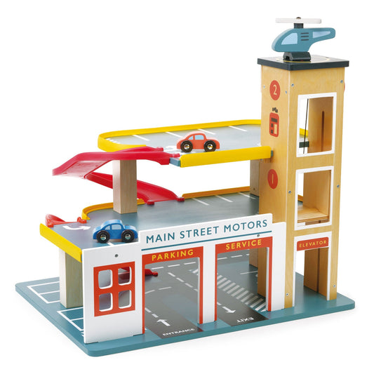 Wooden Multi-Level Toy Garage with Lift