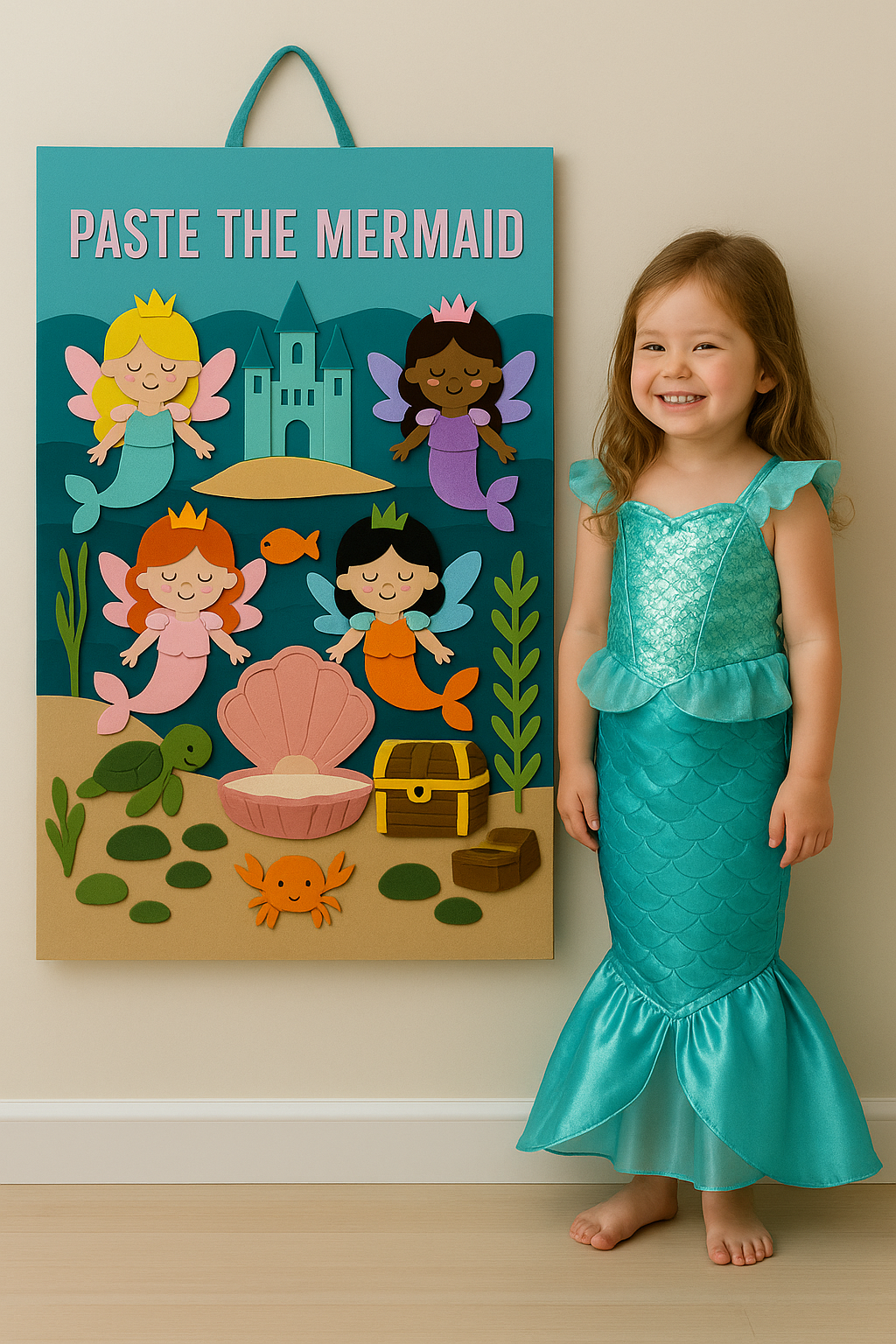 Paste The Mermaid Felt Play Board-Magical Dress up activity for girls