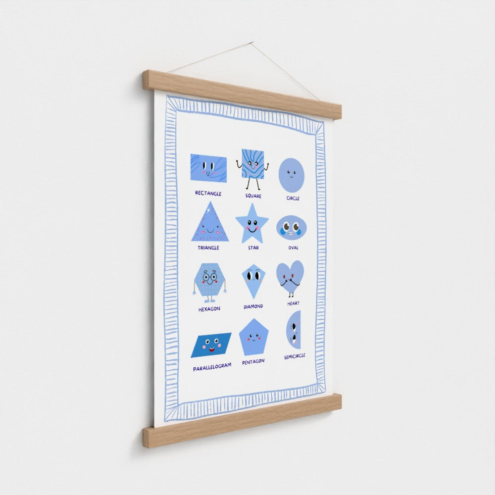 Blue Happy Shapes – Educational Nursery Wall Art