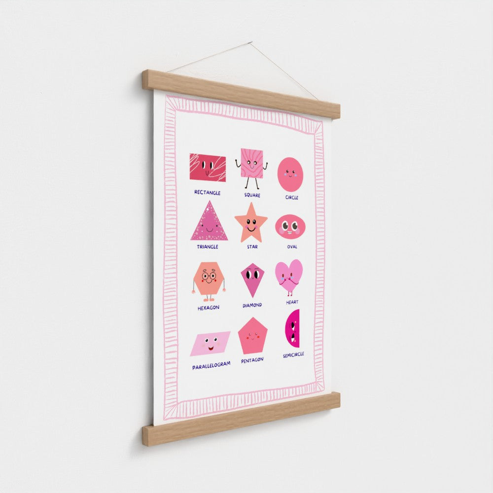 Pink Happy Shapes – Educational Nursery Wall Art