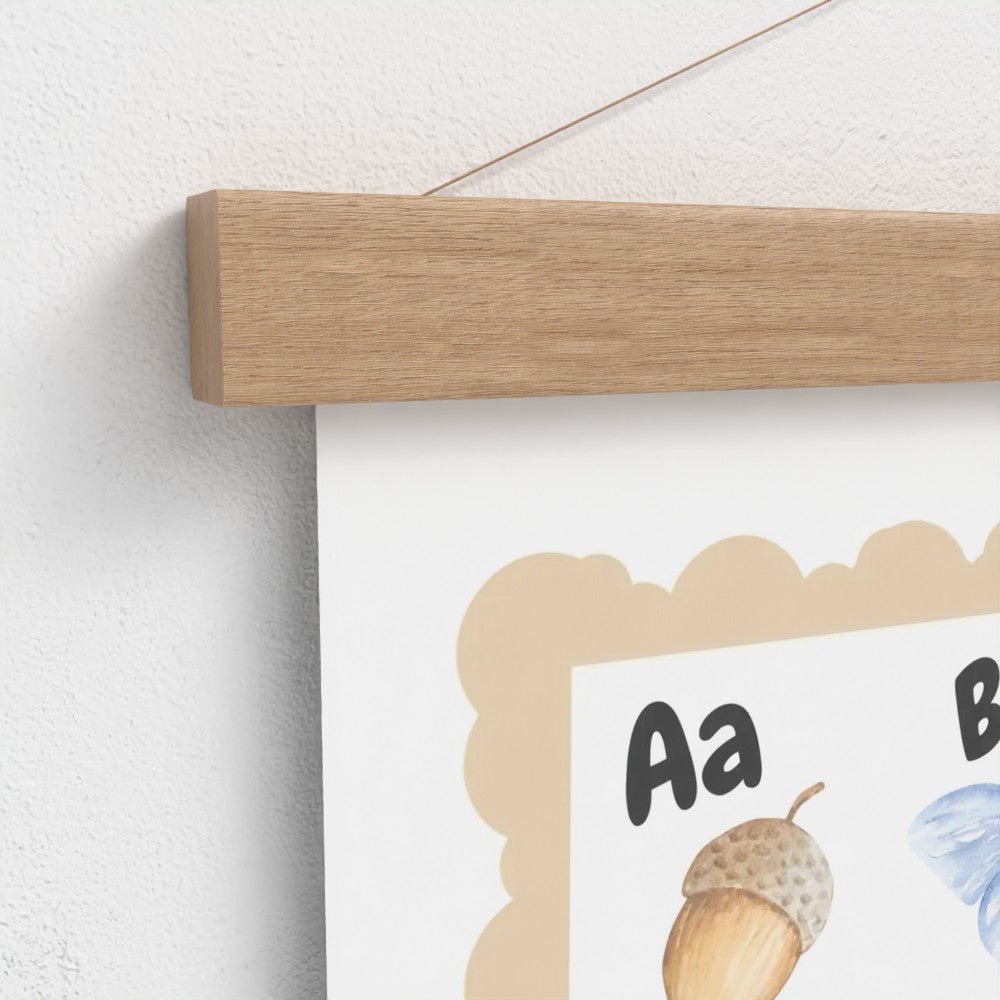 ABC Alphabet Nursery Wall Art – Print & Wooden Hanger Beige