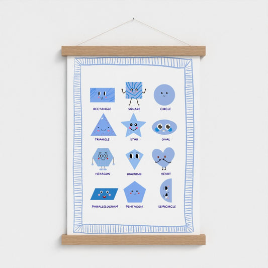 Blue Happy Shapes – Educational Nursery Wall Art
