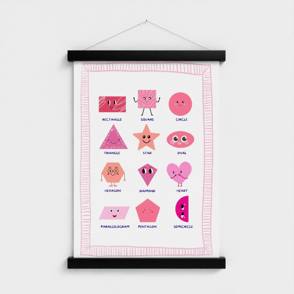 Pink Happy Shapes – Educational Nursery Wall Art