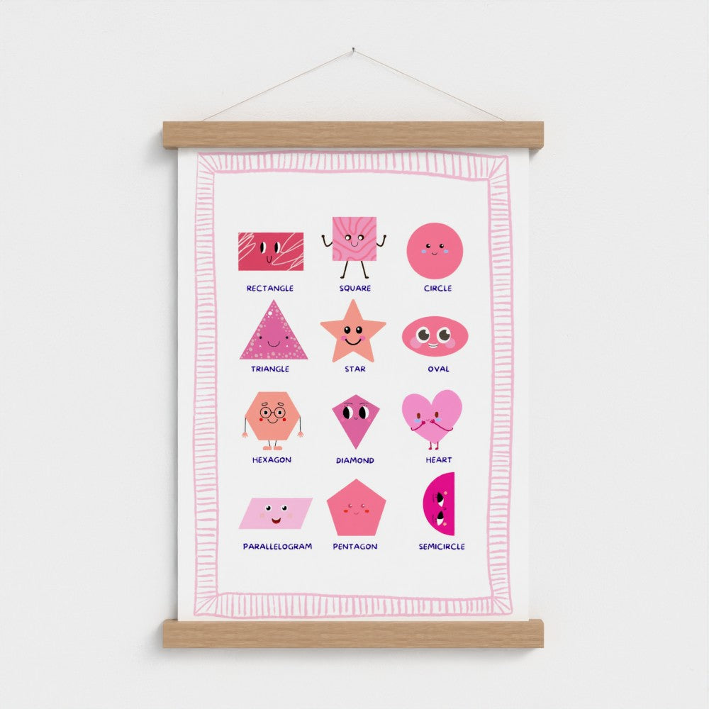 Pink Happy Shapes – Educational Nursery Wall Art