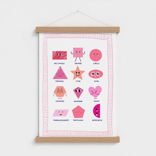 Pink Happy Shapes – Educational Nursery Wall Art