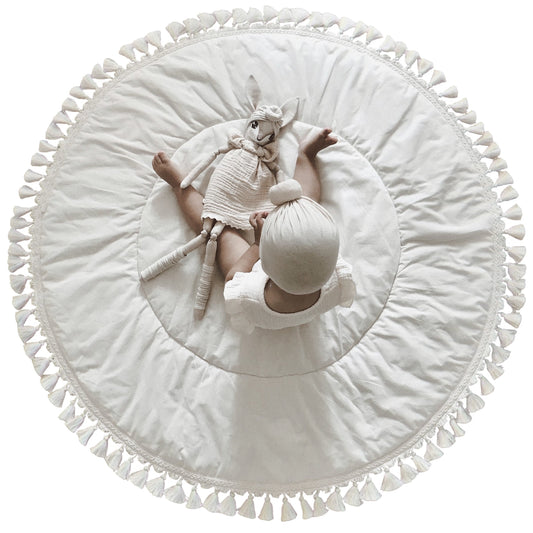 MINICAMP Padded Kids Play Mat in Ecru with Tassels